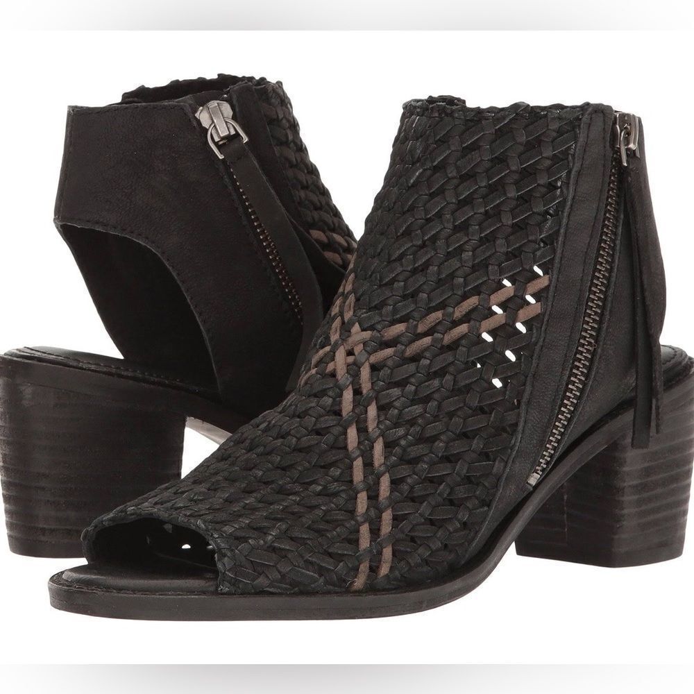 Sam Edelman Cooper Woven Side Zip Block Heel Sandals Women's Size 7 Bin 21